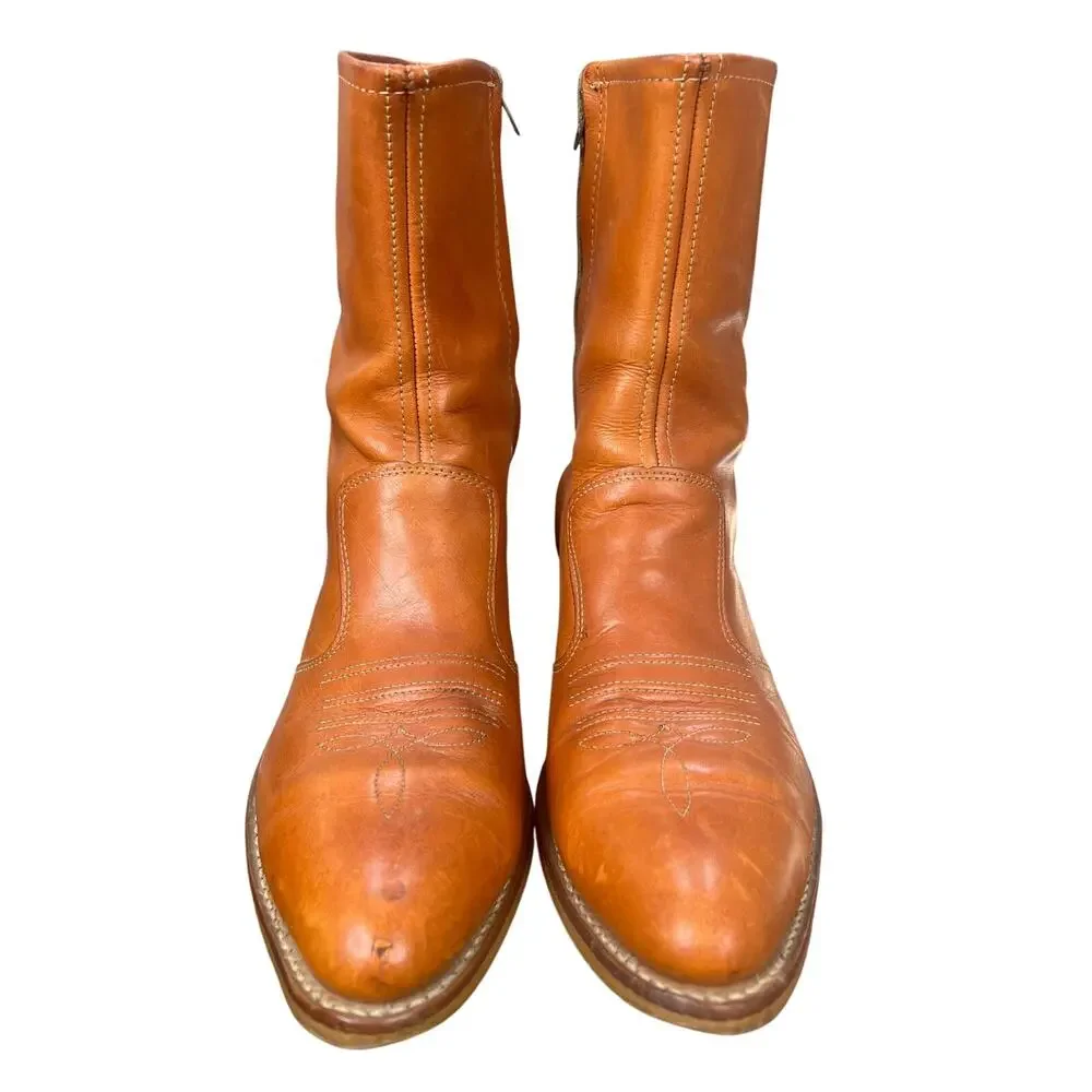 Rare Vintage 70s Double-H Men’s Banana Honey Tan Leather Campus Boots Size 11 D